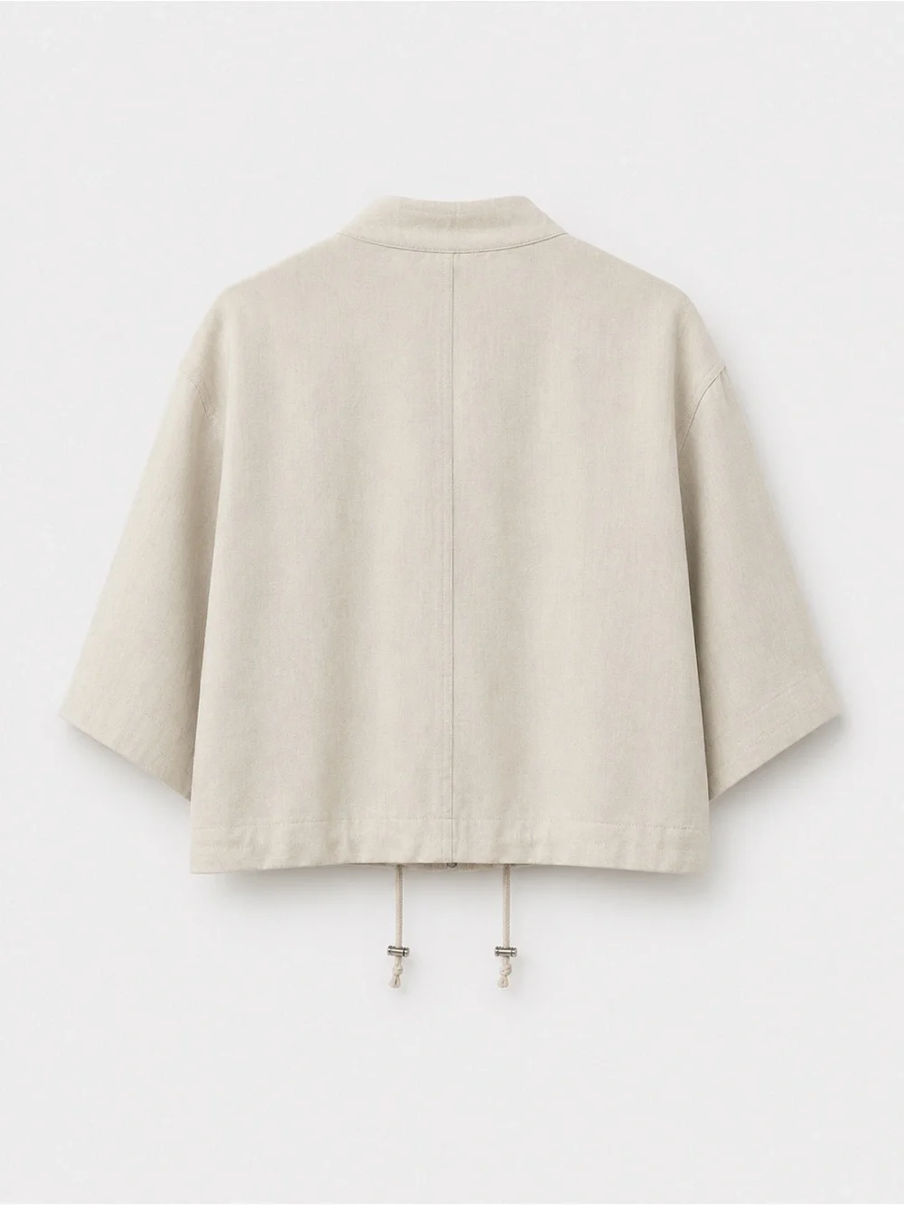 Promesa Linen Blend Utility Crop Jacket Beige Zip Front Drawstring Size M
